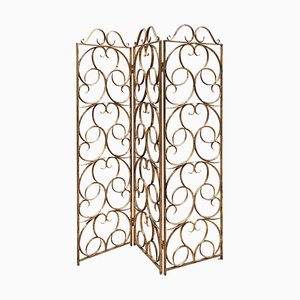 Wrought Iron Decorative Gilt Folding Screen, Italy, 1950s-KL-1113733