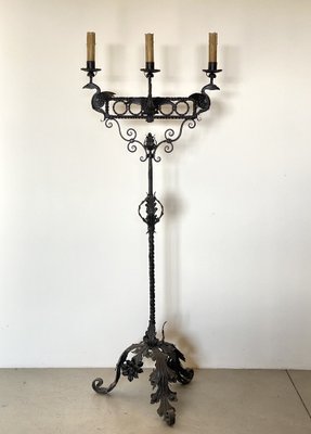 Wrought Iron Floor Candleholder, 1900s-NPC-1818696