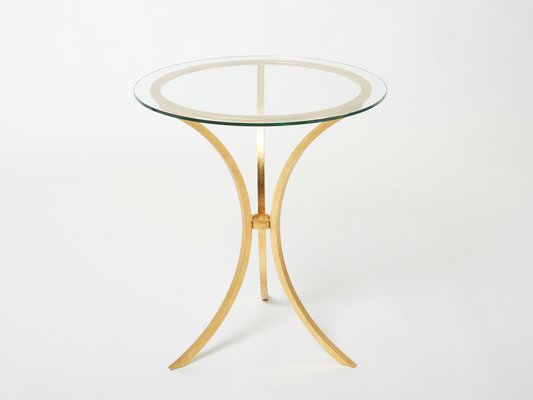 Wrought Iron Glass Table from Roger Thibier Gueridon, 1960s-YJA-1362269