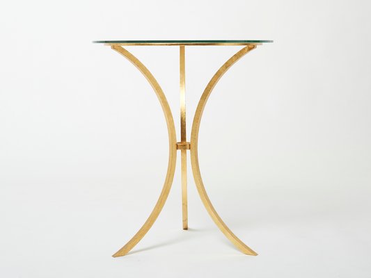 Wrought Iron Glass Table from Roger Thibier Gueridon, 1960s-YJA-1362269