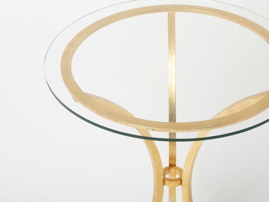 Wrought Iron Glass Table from Roger Thibier Gueridon, 1960s-YJA-1362269