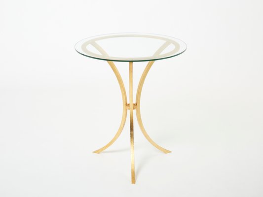 Wrought Iron Glass Table from Roger Thibier Gueridon, 1960s-YJA-1362269