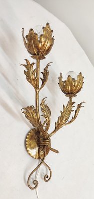 Wrought Iron Gold Leaf Wall Light. France, 1970s-RGF-1362092