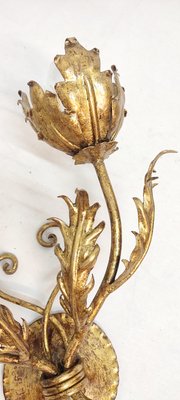 Wrought Iron Gold Leaf Wall Light. France, 1970s-RGF-1362092