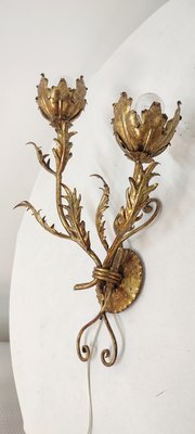 Wrought Iron Gold Leaf Wall Light. France, 1970s-RGF-1362092