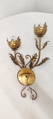 Wrought Iron Gold Leaf Wall Light. France, 1970s-RGF-1362092