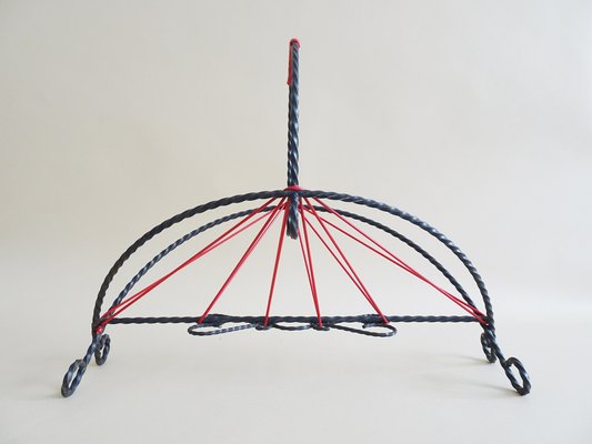 Wrought Iron Magazine Rack with String Design, 1950s-BLG-951985