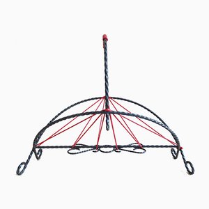 Wrought Iron Magazine Rack with String Design, 1950s-BLG-951985