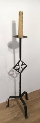 Wrought Iron Parquet Lamp, 1950s-BA-1365754