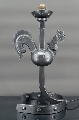 Wrought Iron Rooster Lamp by Jean Touret, 1950s-XNH-1804534