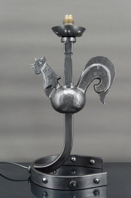 Wrought Iron Rooster Lamp by Jean Touret, 1950s-XNH-1804534