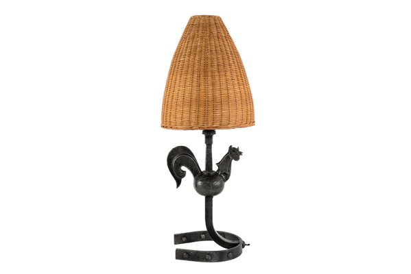 Wrought Iron Rooster Table Lamp, 1950s-VRR-735805