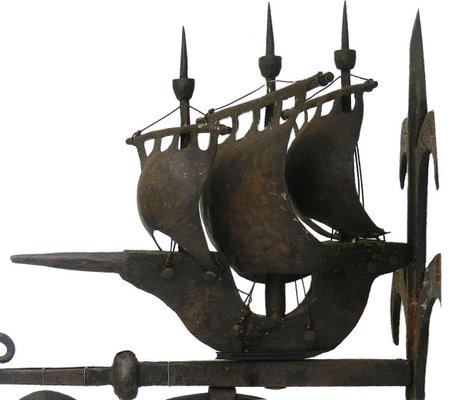 Wrought Iron Sconce Attributed to Poillerat Marine Galleon, 1930s-ARU-625985