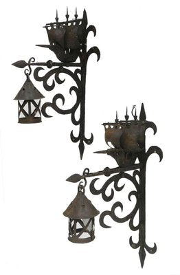 Wrought Iron Sconce Attributed to Poillerat Marine Galleon, 1930s-ARU-625985