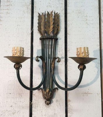 Wrought Iron Sconces, 1940s, Set of 2-BA-1365651