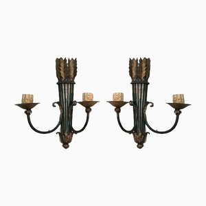 Wrought Iron Sconces, 1940s, Set of 2-BA-1365651