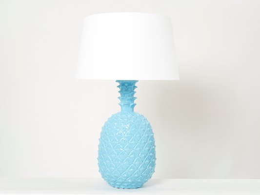 Xl Blue Ceramic Pineapple Table Lamp by Tommaso Barbi, 1970s-YJA-1098565