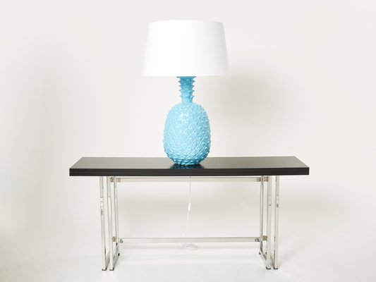 Xl Blue Ceramic Pineapple Table Lamp by Tommaso Barbi, 1970s-YJA-1098565