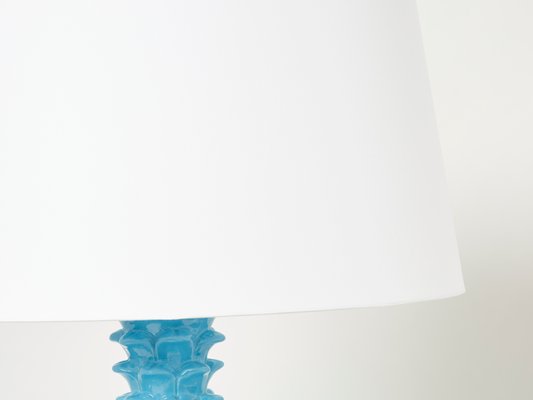 Xl Blue Ceramic Pineapple Table Lamp by Tommaso Barbi, 1970s-YJA-1098565