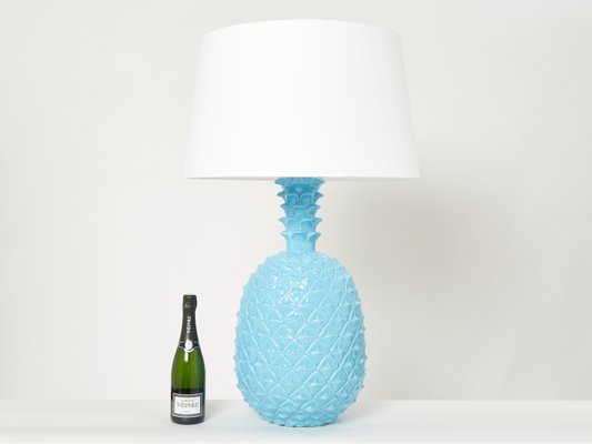 Xl Blue Ceramic Pineapple Table Lamp by Tommaso Barbi, 1970s-YJA-1098565