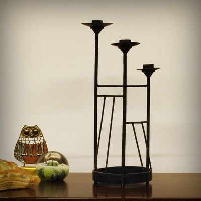 XL Brutalist Steel Candleholder, 1960s-ZJN-879102