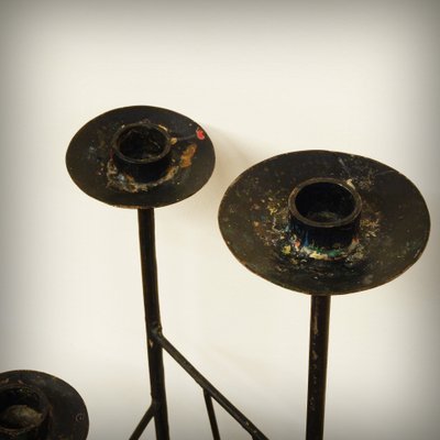 XL Brutalist Steel Candleholder, 1960s-ZJN-879102