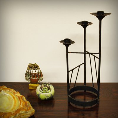 XL Brutalist Steel Candleholder, 1960s-ZJN-879102