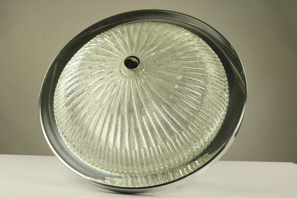 Xl Vintage Austrian Glass & Aluminum Flush Mount, 1960-FUP-919528