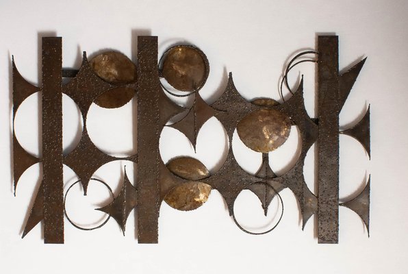 XXL Brutalist Wall Sculpture in Mixed Metals by Henrik Horst, Denmark, 1970s-JE-987148