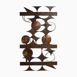 XXL Brutalist Wall Sculpture in Mixed Metals by Henrik Horst, Denmark, 1970s-JE-987148