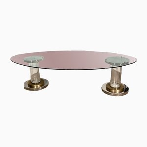 XXL Glass, Brass & Acrylic Conference Table by Romeo Rega, Italy, 1970s-LA-1187770