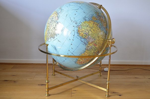 XXL Globe in Brass Frame from JRO Verlag, 1960s-OV-1187567