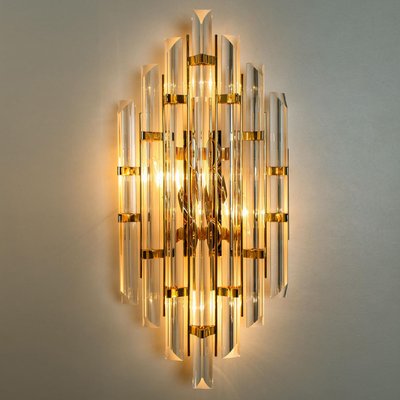 XXL Venini Style Murano Glass and Gold-Plated Sconce, Italy-VDW-991986