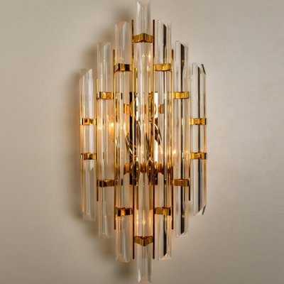 XXL Venini Style Murano Glass and Gold-Plated Sconce, Italy-VDW-991986