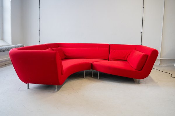 Yang Modular Sofa in Red Kvadrat Divina Fabric from Ligne Roset, 2006, Set of 4-IXA-1787074