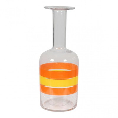 Yellow and Orange Stripes Clear Glass Vase from Otto Brauer Holmegaard-MTD-1400049