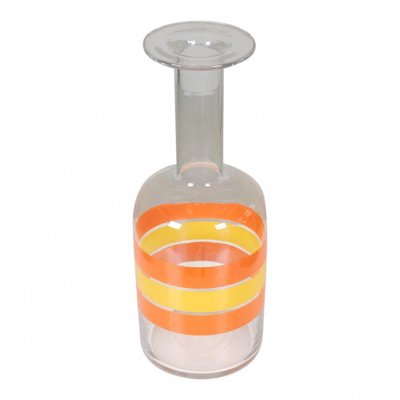 Yellow and Orange Stripes Clear Glass Vase from Otto Brauer Holmegaard-MTD-1400049