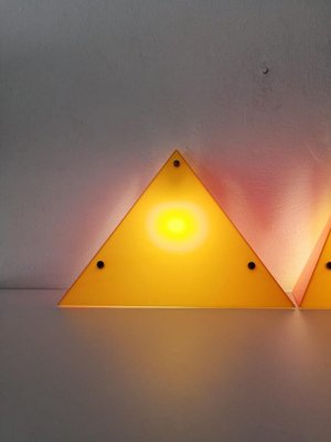 Yellow and Orange Triangular Prism Wall or Table Lamps in Mica from Ikea, 1980s, Set of 2-RDS-1146573