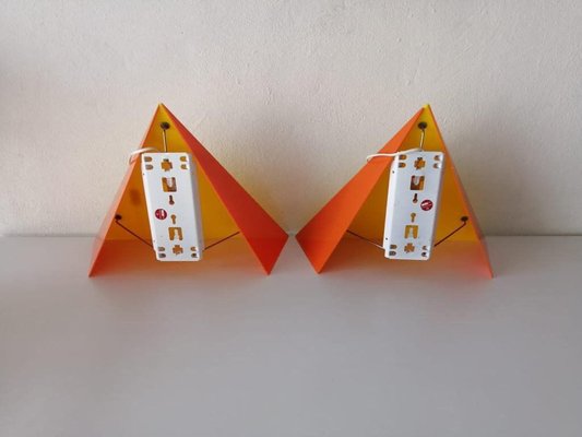 Yellow and Orange Triangular Prism Wall or Table Lamps in Mica from Ikea, 1980s, Set of 2-RDS-1146573