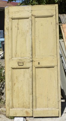 Yellow and White Wooden Double Doors, 1900s-RAQ-992103