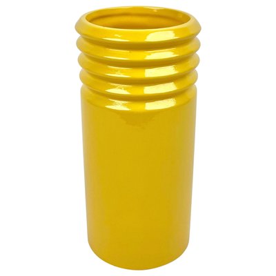 Yellow Ceramic Cylindric Vase from Il Picchio, Italy, 1960s-LYQ-1171420