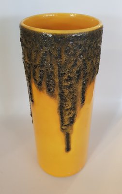 Yellow Ceramic Vase with Lava Glaze-QDP-824180