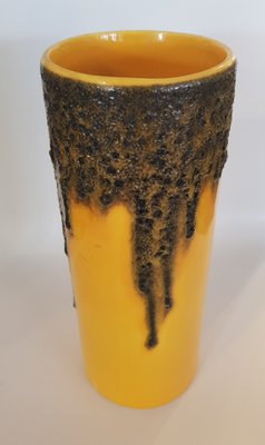 Yellow Ceramic Vase with Lava Glaze-QDP-824180