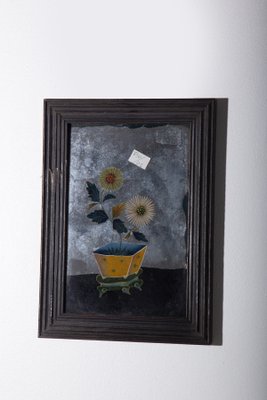 Yellow Chrysanthemums, 1800, Reverse Glass Painting-RCE-2040357