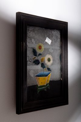 Yellow Chrysanthemums, 1800, Reverse Glass Painting-RCE-2040357