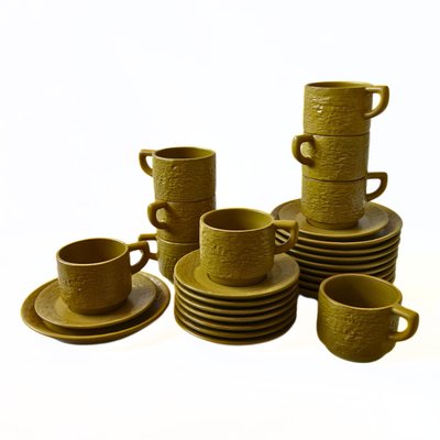 Yellow Coffee Cup, Saucer & Small Plate from Upsala Ekeby, Sweden, Set of 3-JKV-2023211