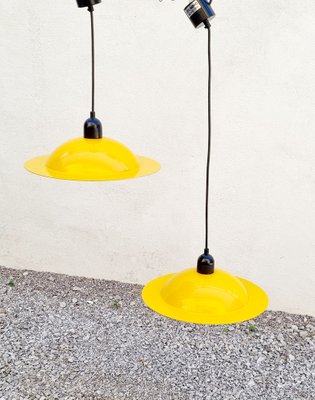 Yellow Enamel Lampiatta Pendant Lamps by Jonathan De Pas & Donato Durbino from Stilnovo, 1960s, Set of 2-PUG-1338355