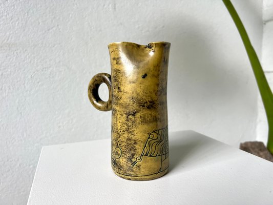 Yellow Enameled Ceramic Pitcher by Jacques Blin, 1960s-WKI-2042127