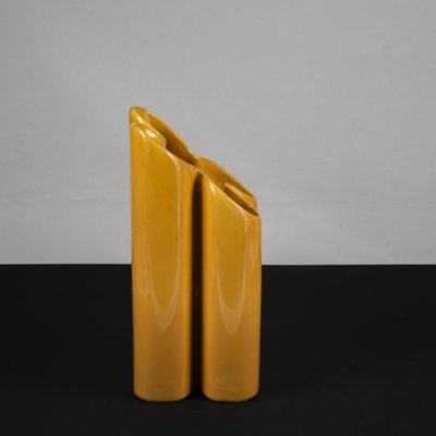 Yellow Glazed Terracotta Vase in Cloverleaf Shape from Pierre Cardin-RAQ-1817063