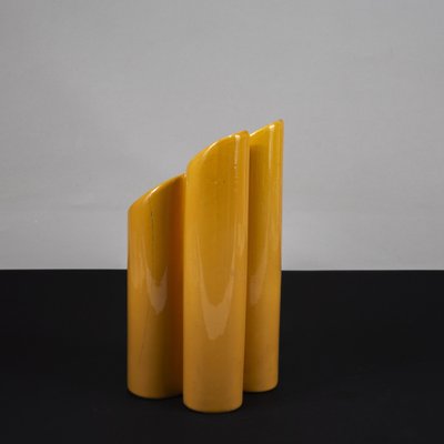 Yellow Glazed Terracotta Vase in Cloverleaf Shape from Pierre Cardin-RAQ-1817063